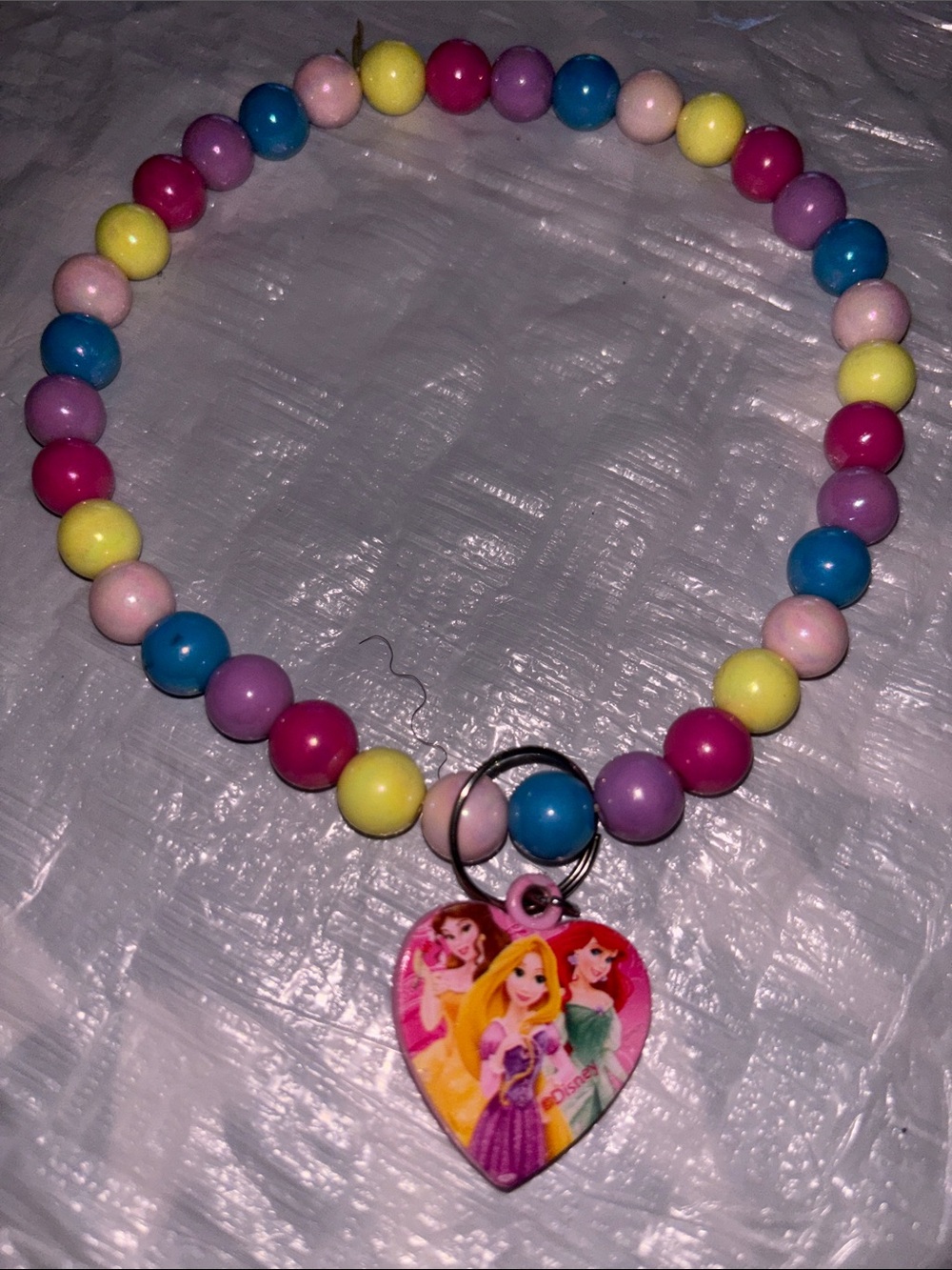 Girls Multicolor Beaded Necklace with Princess Heart Charm